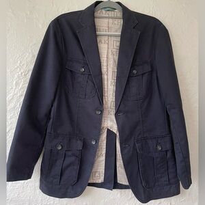 Life Khaki Jacket Navy Men’s S Cargo Pockets Barn Style Sport Coat Field Buttons